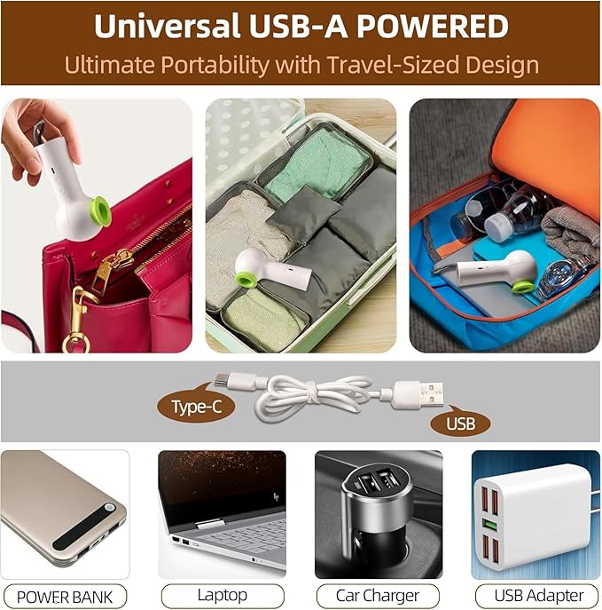 Travel Vacuum Bags with Rechargeable USB Pump, 6 Pack Carry-On Size Vacuum Travel Bags for Luggage & Suitcase, Vacuum Bags for Travel, Space Saver Compression Bags for Clothes & Clothing