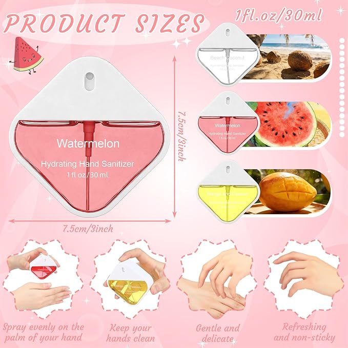 3 Pcs Power Mist Hydrating Hand Sanitizer Spray Bulk Travel Size Hand Sanitizer Spray Pocket 1 oz Square Card Bottle for Daily Use Nurse Teacher Coworker Staff Thank You Gifts for Mother's Day