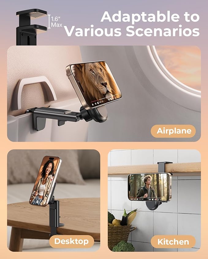 Airplane Travel Essentials Socket Phone Grips Mount Works with PopSockets, Travel Must Haves Socket Phone Holder for Pop Socket, Airplane Phone Grips Holder fits All Socket Grips - Black
