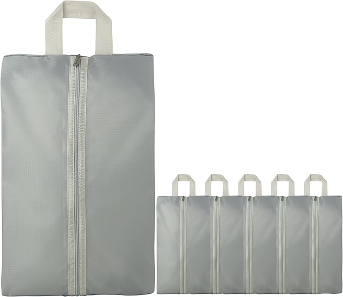 6pcs Portable Shoe Organizer, Travel Pouches with Zipper, Golf Shoe Bags, Clothes Bags, Soccer Cleats Bag Shoe Pouch for Gym, Waterproof, Odor-Resistant (Grey)