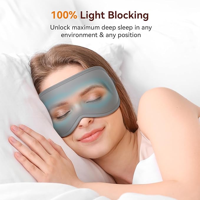 Sleep Mask, EVA BELLE Sleep Masks for Men Women, Zero Eye Pressure 3D Sleeping Mask, 100% Light Blocking Eye Covers with Adjustable Strap for Sleeping Travel Home Nap Rest Memory Foam