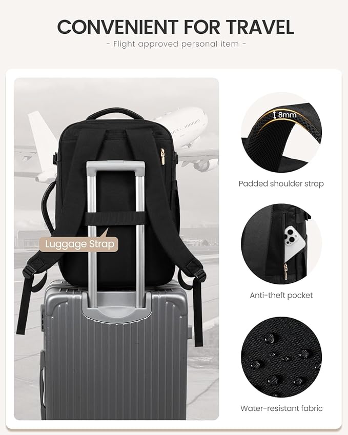 LOVEVOOK 40L Travel Backpack for Women Men, Large Carry on Backpack for Airplanes TSA Personal Item Travel Bag fits 15.6" Laptop, Waterproof Weekender Essentials Airline Approved with 2 Packing Cubes