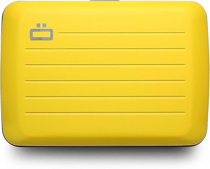 ÖGON -DESIGNS- Aluminum card holder with metal lock, RFID protection against fraud and demagnetization, compact wallet, Smart Case OSLO model
