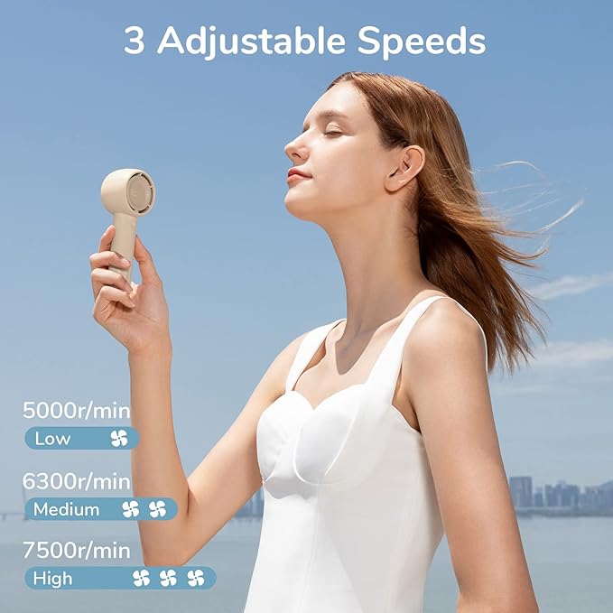 JISULIFE Mini Portable Fan-Bladeless Safe Design, Powerful Turbo Handheld Fan with 3 Speeds, USB Rechargeable, Small Pocket Design for Travel/Lash, Gifts For Girls/Women (Pack of 2)