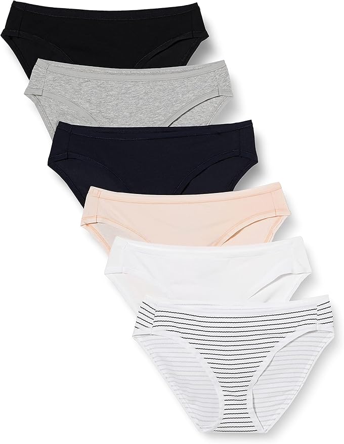 Amazon Essentials Women's Breathable Cotton Bikini Brief Underwear with Full Coverage, Multipacks