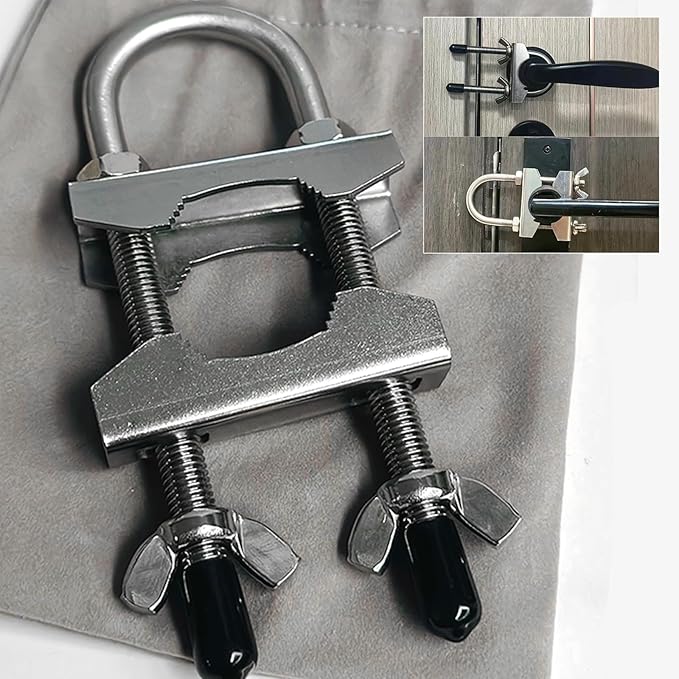Portable Door Security Locks, Adjustable Heavy Duty Outward Opening Travel Stainless Steel Safety Device for Hotel Room, Home, Apartment