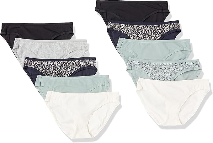 Amazon Essentials Women's Breathable Cotton Bikini Brief Underwear with Full Coverage, Multipacks
