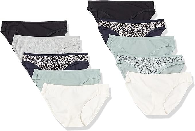 Amazon Essentials Women's Breathable Cotton Bikini Brief Underwear with Full Coverage, Multipacks