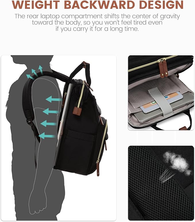 LOVEVOOK Laptop Backpack for Women, 15.6'' Waterproof Nurse Bag Teacher Work Backpack Purse for Women, Travel Computer Backpack for College Office Business Ladies
