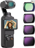 NEEWER Magnetic ND & Black Diffusion 1/4 Effect Filter Kit Compatible with DJI Osmo Pocket 4 & Pocket 3 Creator Combo Accessories, Action Camera 4 Pack Filters, Neutral Density (ND16 ND64 ND256)