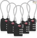 5 Pack TSA Locks for Luggage TSA Approved Luggage Locks 3 Digit Combination TSA Travel Locks Portable Cable Padlocks Zinc Alloy Body Suitcase Locks for Travel Bag Suitcase Backpack Lockers,Black
