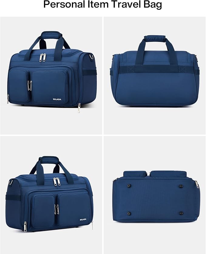 MILADA Underseat Carry On Luggage Bags for Travel Lightweight Foldable Carry On Bags for Airplanes Small Duffle Bag for Men Women TSA Approved Underseat Bag Travel Tote Bags, Blue