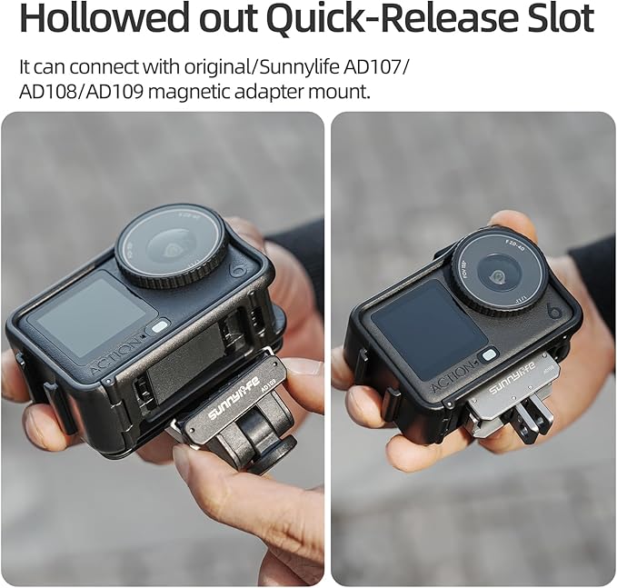 Action 6 Camera Cage Frame with Sun Hood, Protective Frame Housing Case with Detachable Screen Protective Sunshade for DJI OSMO Action 6 Accessories