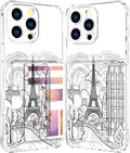 Compatible with iPhone 16 Pro Case Card Holder for Women Cute Design,Wallet Phone Cases Transparent Cool Kawaii Protective (Clear Paris City Eiffel Tower)