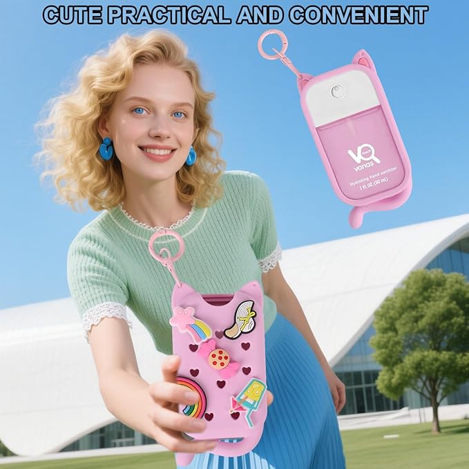 Hand Sanitizer Spray Case for Touchland Case Keychain, Hand Sanitizer Spray Holder Compatible with 5 Decorative Charms.