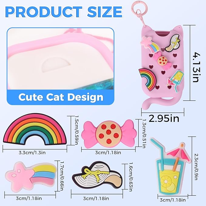 Hand Sanitizer Spray Case for Touchland Case Keychain, Hand Sanitizer Spray Holder Compatible with 5 Decorative Charms.