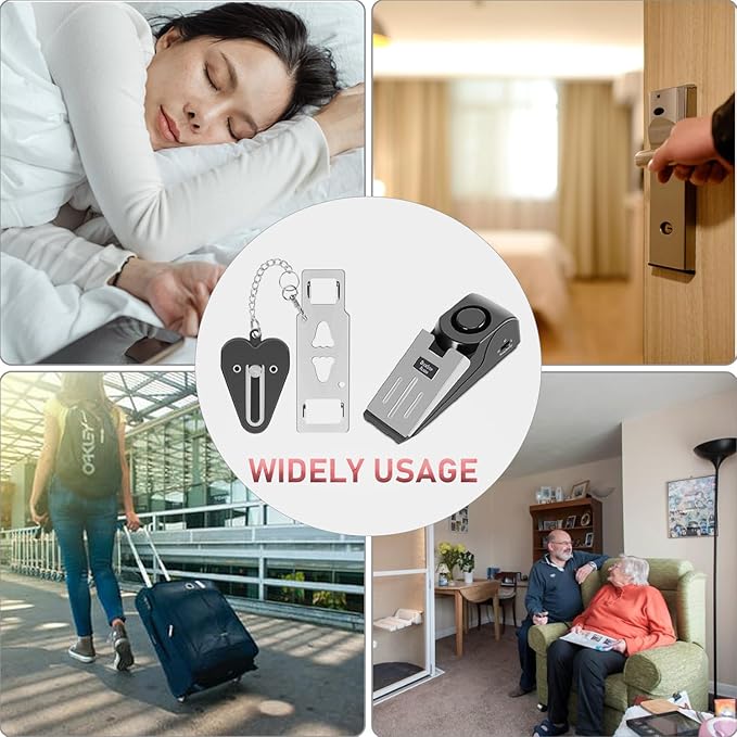 MBBEST Door Stop Alarm & Hotel Door Lock,Dual Protection Security Door Kit,Door Security Devices Pocket Door Stopper Self Defensey Tools for Hotel Travel Home Apartment House