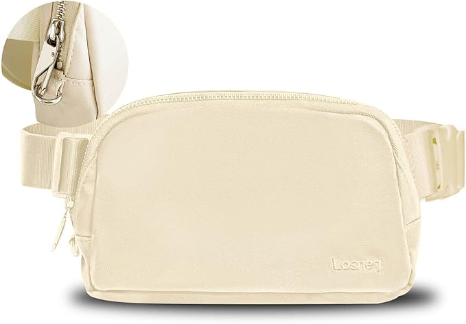 Anti-Theft Fanny Pack for Women & Men, Lightweight Secure Crossbody Waist Bag with Anti-Slip Adjustable Strap for Travel, Hiking, Running, Water-Resistant Belt Bag, Everyday Essentials Organizer Beige