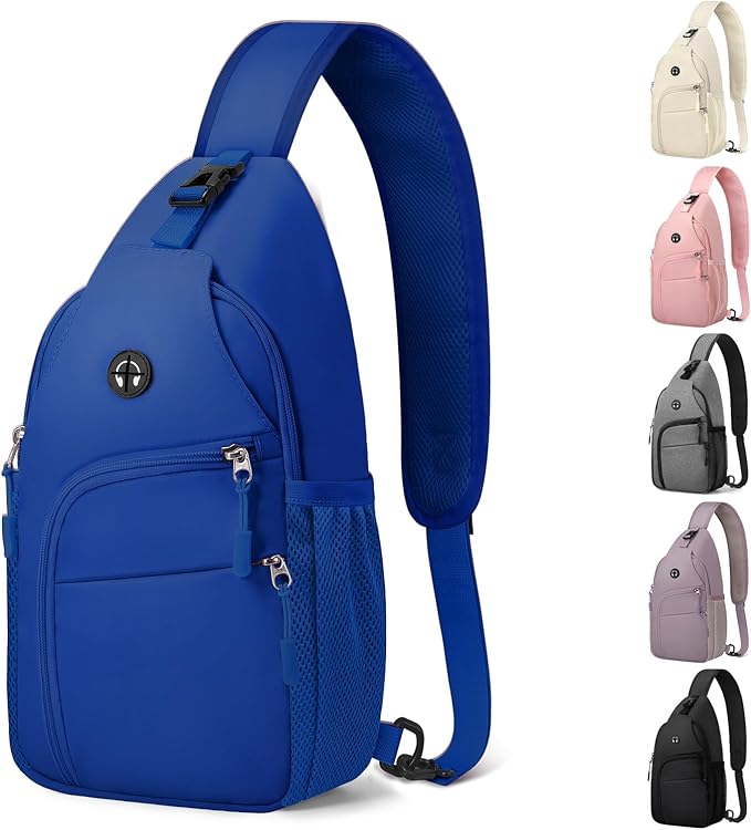 Pritent Crossbody Bags for Women Man, Waterproof Sling Bag Backpack Trendy Casual Cross Body Bags with Convertible Shoulder Strap Chest Bag for Camping Hiking Travel Essentials (Royal Blue, Medium)