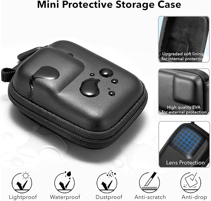 for Insta 360 Ace Pro 2 Accessories, PU Portable Mini Carrying Bag Case, Lens Screen Protectors (6 Pack) Compatible with Insta360 Ace Pro 2, Rubber Lens Cap Cover for Insta 360 Action Camera