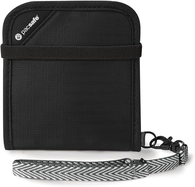 Pacsafe RFIDsafe V100 Anti-Theft RFID Blocking Bi-Fold Wallet, Black