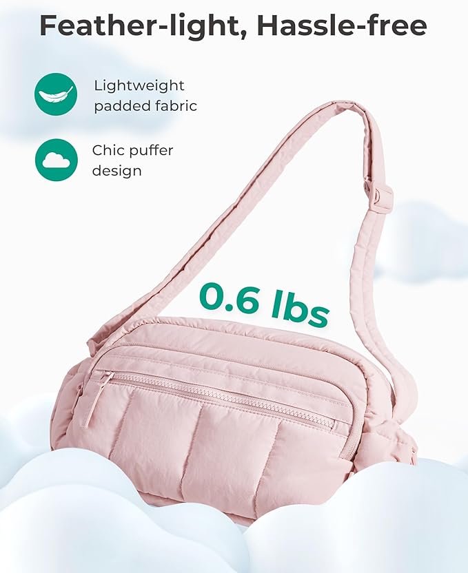 BAGSMART Anti Theft Crossbody Bags for Women Travel Purse, Medium Quilted Puffy cross body bag, Handbags Shoulder Purses, Brown-medium