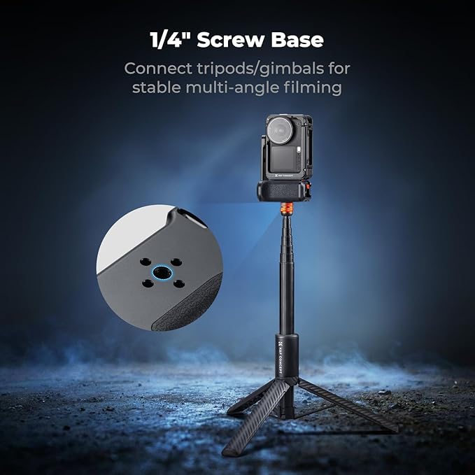 K&F CONCEPT Aluminum Alloy Street Grip Kit with Protective Cage Compatible with DJI Osmo Action 6, Quick Release Street Photography Grip with Shutter Button| Cold Shoe Mount, Action Camera Vlogging