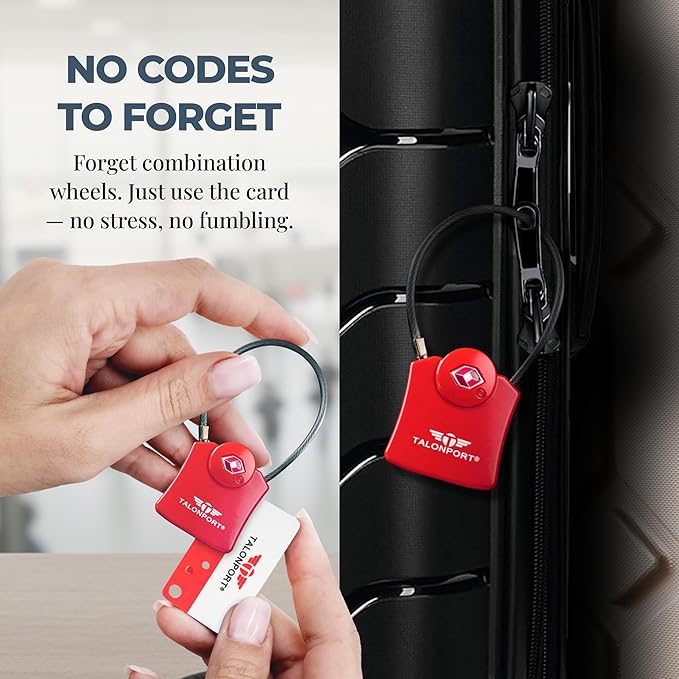 Keyless Luggage Locks TSA Approved, No Combination Needed, Lifetime Card Keys, Heavy-Duty Metal Suitcase Lock for Travel Essentials & Checked Bags (2 Pack)