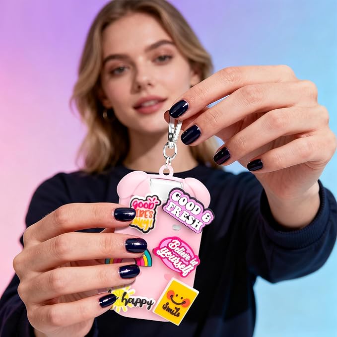 Metyond Dog Silicone Case for Touchland Hand Sanitizer Spray Power Mist 1 FL OZ/30ML for Touchland Case with Keychain, with Cute Charms Accessory Cute Travel Case (1PCS Pink)