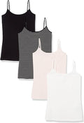 Amazon Essentials Women's Slim-Fit Camisole for Layering and Everyday Wear, Pack of 4
