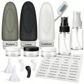 Dot&Dot Leak Proof Travel Bottles - Tubes for Liquid TSA Approved 3oz 15 pc Silicone Toiletries Travel Shampoo & Conditioner Containers with Labels