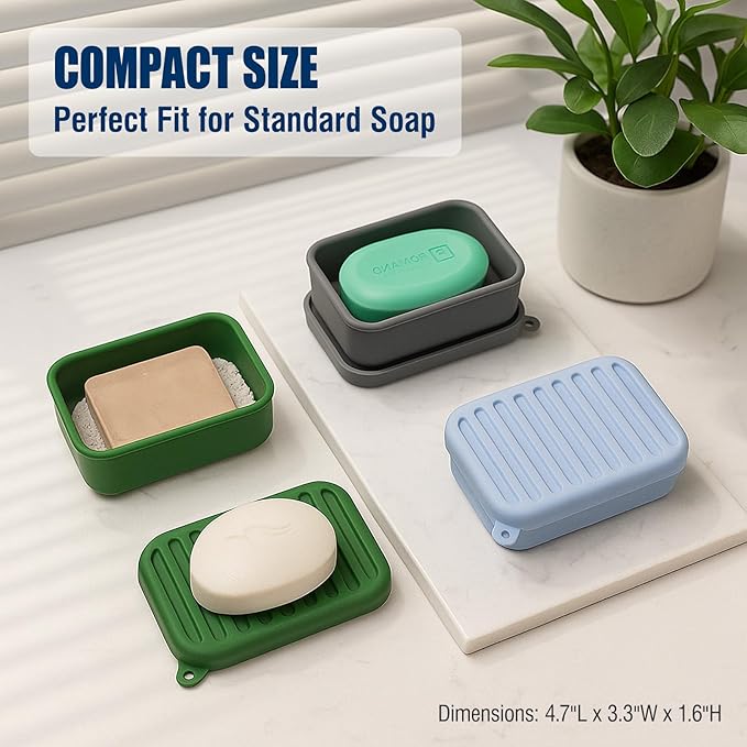 Superior Leak-Proof Silicone Travel Soap Case with Drainage Lid/Layer, Compact Bar Soap Container, Durable Soap Holder for Camping, Gym, and Travel Size Toiletries (Butter-Yellow)
