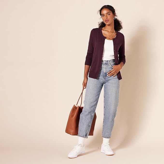 Amazon Essentials Women's Lightweight Crewneck Cardigan Sweater (Available in Plus Size)