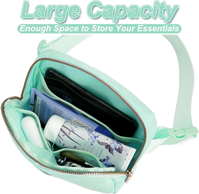 Uygafly Belt Bag Fanny Pack Crossbody Bags with Initials Letter Patch Cute Stuff Birthday Gifts for Teenager Girls Trendy Stuff for Teens | Light Green,S