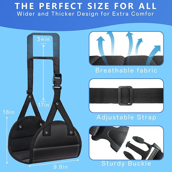 Foot Hammock for Plane Travel - Airplane Foot Rest,Length Adjustable Leg Hammock | Travel Essentials | Desk Foot Hammock for Long Trip - Relax Your Feet,Black,2Pack