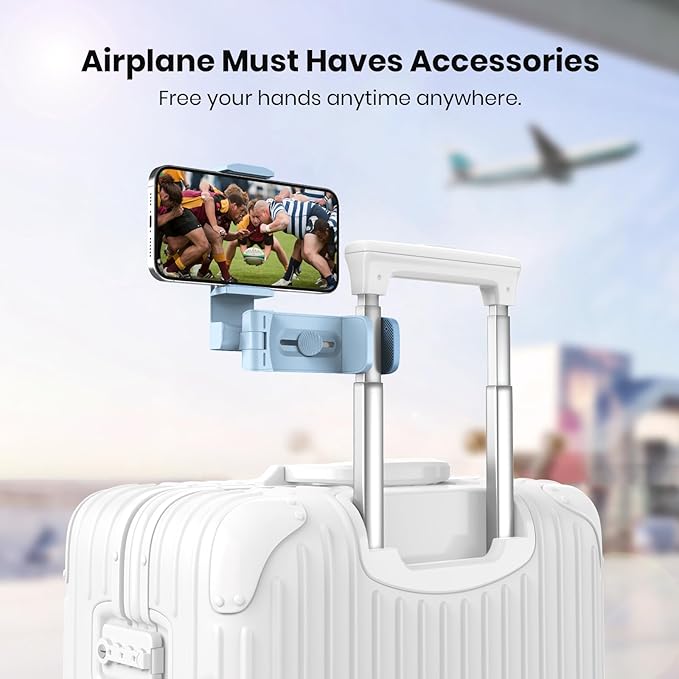 Klearlook 4 in 1 Adjustable Phone Stand - 360 Rotation Handsfree Viewing Flight Phone Holder, Foldable Travel Essentials, Accessory for Home/Office - Blue