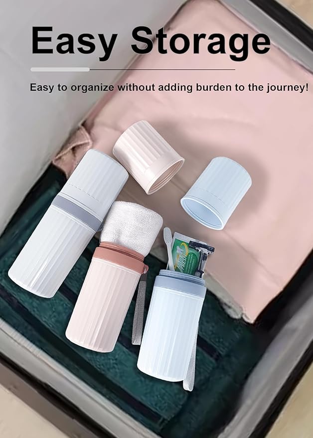 Toothbrush Travel Case, Grey Travel Toothbrush Cup Holder for Toothbrush and Toothpaste, Portable Travel Toothbrush Container for Traveling Camping Business School