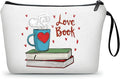 Reading Book Librarian Library Gifts for Women Reader Bookworm People Who Like to Read Nerd Club Literary Friend Sister Unique Makeup Cosmetic Bag