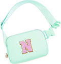 Uygafly Belt Bag Fanny Pack Crossbody Bags with Initials Letter Patch Cute Stuff Birthday Gifts for Teenager Girls Trendy Stuff for Teens | Light Green,N