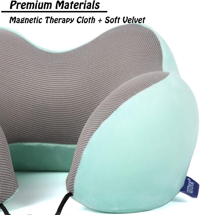 Travel Pillow,Travel Neck Pillows for Sleeping,100% Pure Memory Foam Soft Comfort & Support Pillow for Airplane/Car/Office&Home Rest Use-Blue Green