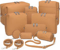 Joyway 10-Piece Travel Makeup Bag Set – Large Capacity Cosmetic Bags for Women & Girls, Waterproof Portable Toiletry Organizer with Adjustable Strap (Brown)