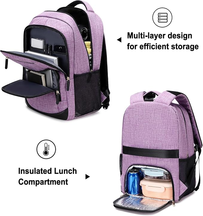 BOVIP Travel Backpack For Men Women,40L Carry On Backpack Flight Approved,TSA Personal Item Travel Bag Fits 17 Inch Laptop,Business Weekender Overnight Daypack Purple