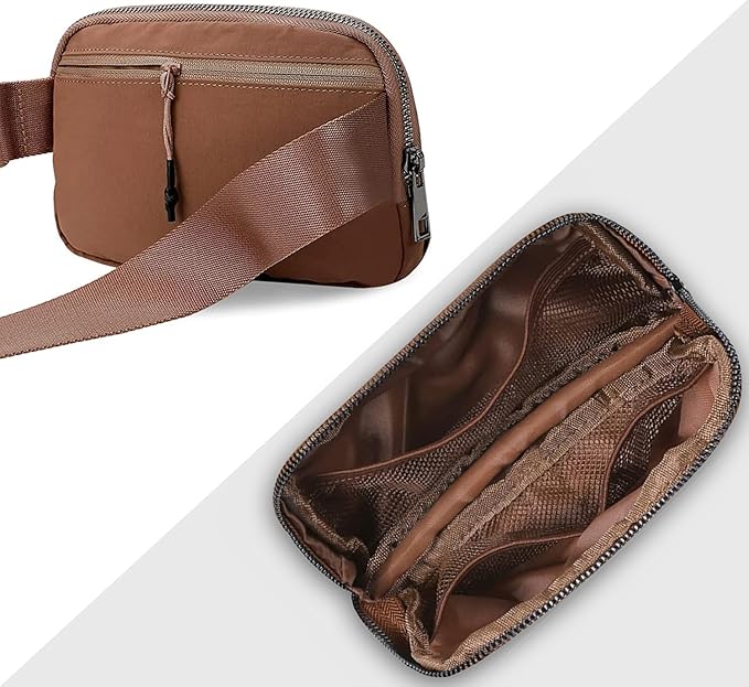 Belt Bag for Women Fanny Pack Dupes, Fashion Crossbody Waist Pack Bag with Adjustable Strap, Everywhere Belt Bag for Travel Outdoors Running Hiking（Brown2）