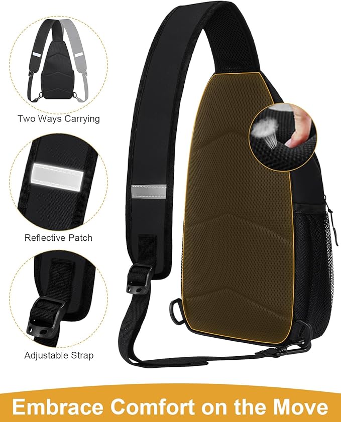 Pritent Crossbody Bags for Women Man Waterproof Sling Bag Backpack Trendy Casual Cross Body Bag with Convertible Shoulder Strap Chest Bag for Camping Hiking Travel Essentials (Coating Black, Medium)