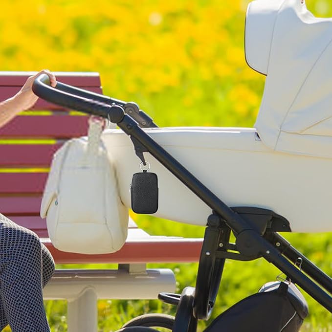 MUQING Silicone Case for Hand Sanitizer Card Spray, Storage Bag with Sliver Spring-loaded Buckle, Accessory Pouch, Power Mist and Glow Bottle Mist 1FL OZ (Black)