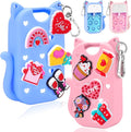 Mity rain Valentine Cat Silicone Case for Touchland Mist 1 FL OZ Hand Sanitizer Spray, Portable Travel Keychain with 10 Love Charms, Ideal Valentine’s Day Gifts for (Him/Her) your belove