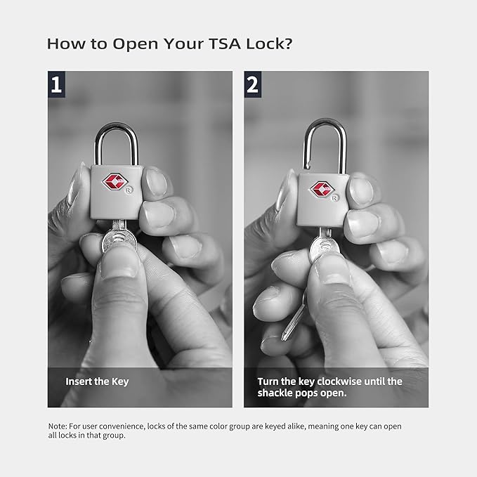 TSA Locks for Luggage, Luggage Locks TSA Approved 4 Pack for International Travel Essentials, Small Padlock with Key, Mini Padlock for Bag, Suitcase, Backpack, Purse Zipper, Case, Drawer