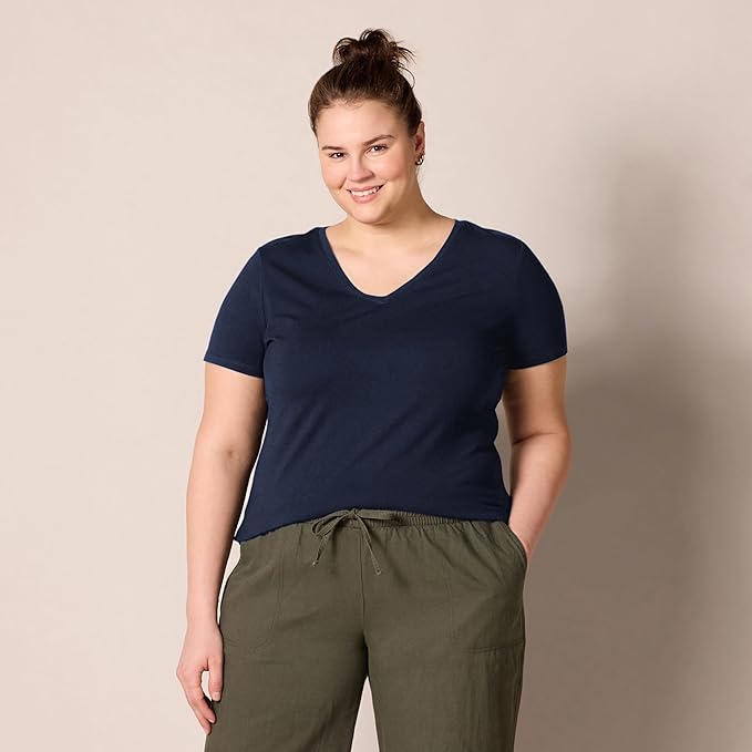 Amazon Essentials Women's Regular-Fit Short-Sleeve T-Shirt (Crewneck and V-Neck Options), Multipacks