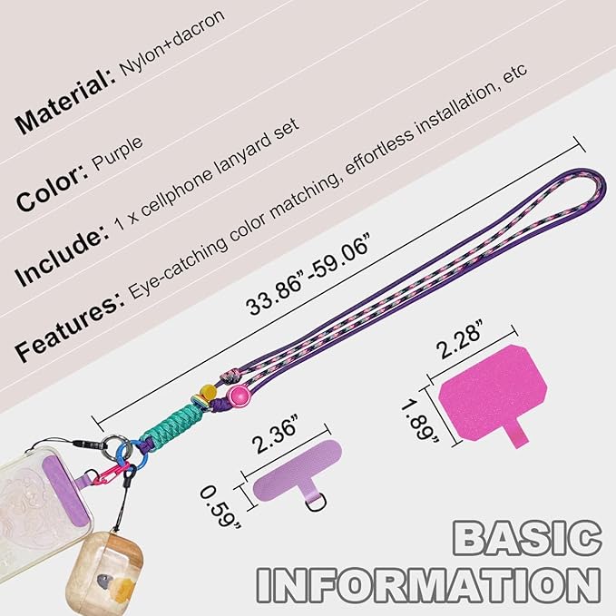 Portable Cellphone Lanyard Neck Phone Holder Crossbody Camera Strap Adjustable Nylon Hand Wrist Lanyards