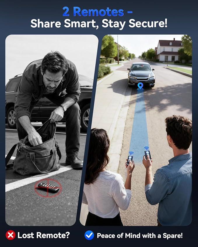 108dB Car Alarm System, Car Anti-Theft Vibration Sensor Alarm & Red Light, 2 Wireless Remote, Anti Theft Vehicle Device with Magnetic Install Design for RV, SUV, Truck (Upgrade 4.0)